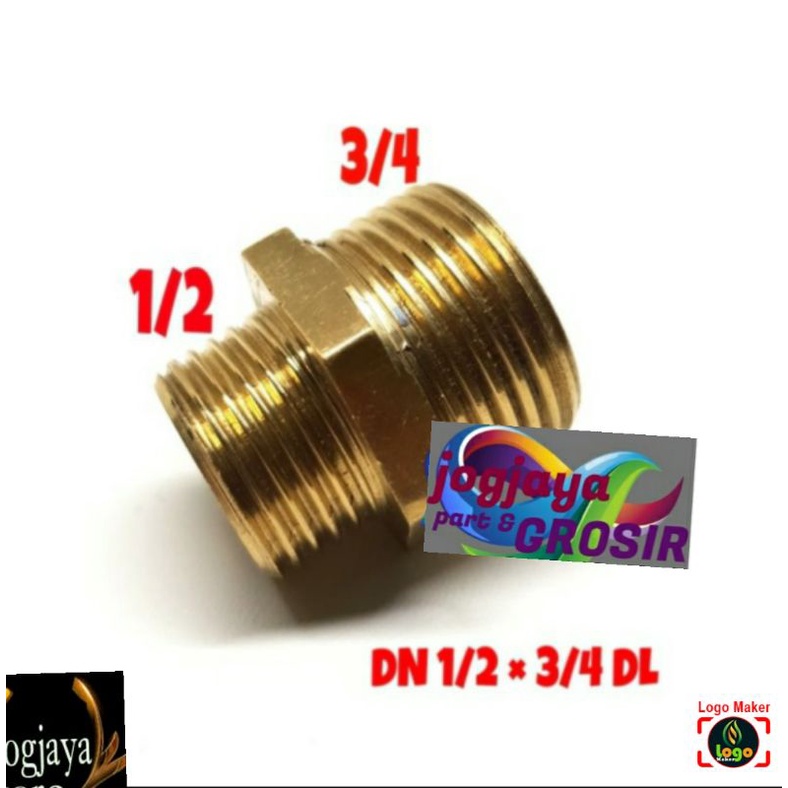 Dobel Nepel 1/2 × 3/4 Drat Luar - Kuningan Nipel Drat Luar