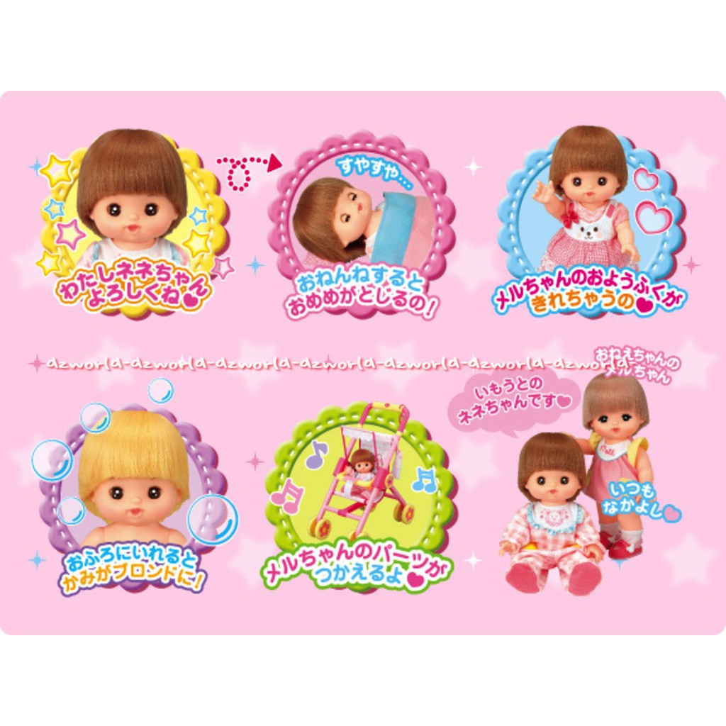 Mell Chan Pijamas Set Milk Bottle Mainan Boneka Jepang Rambut Pendek Melcan