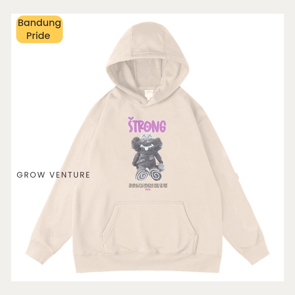 Sweater Hoodie Aesthetic Wanita Strong Hodie Oversize Korean style  Pria Cream Abu Switer Hudie Teba