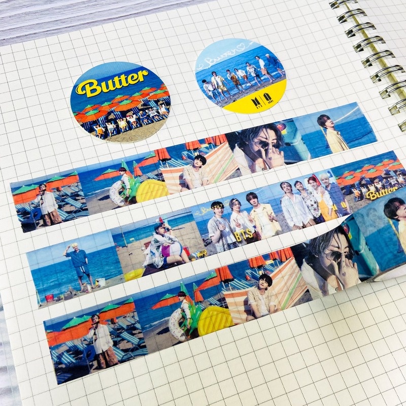 Stiker Kertasselotip Washi Gambar BTS Butter Concept Edisi 2 Untuk Handbook