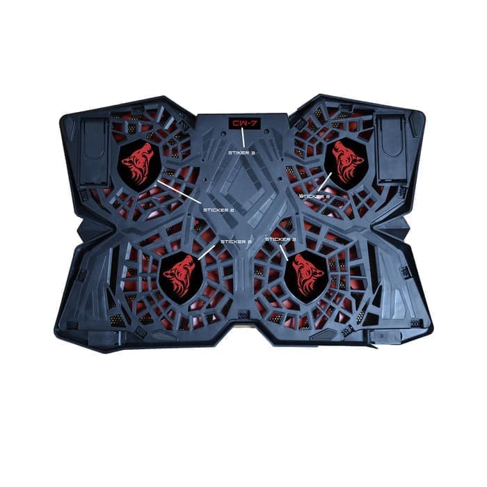 COOLING PAD GAMING WARWOLF CRIMSON CW7 Kipas Pendingin Laptop 4 Fan