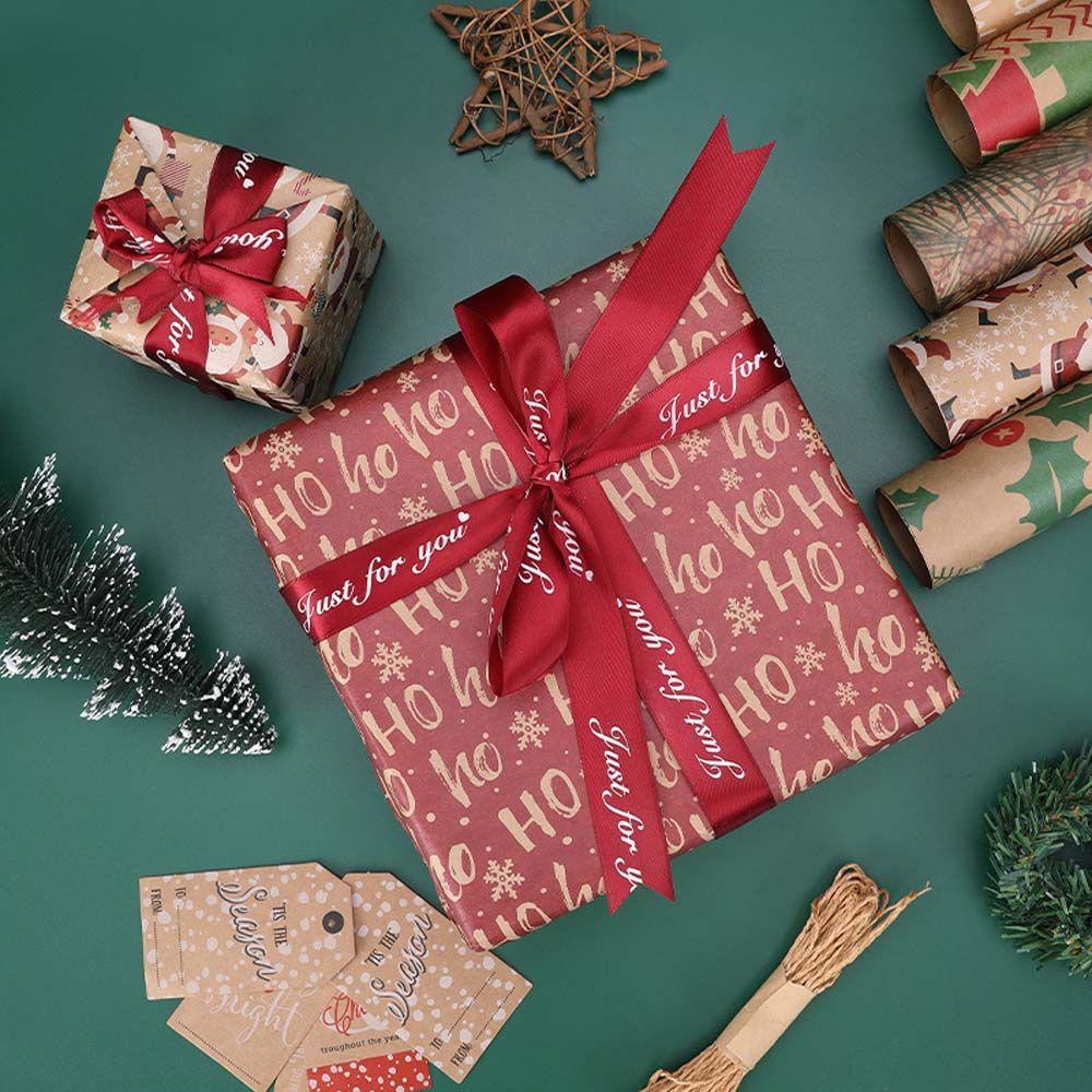 [Elegan] Kertas Pembungkus Hadiah Kerajinan DIY Santa Claus Kraft Paper Xmas Tree Perlengkapan Pesta