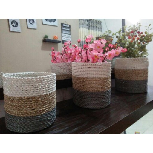 Cover pot seagrass banyak warna pilihan harga langsung pengrajin