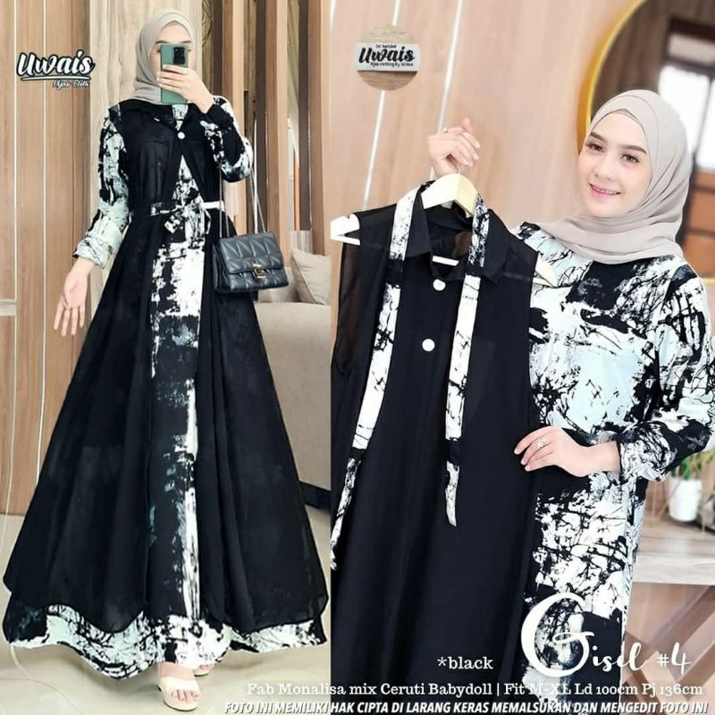baju gamis rompi wanita casual gisel set maxy dress muslim