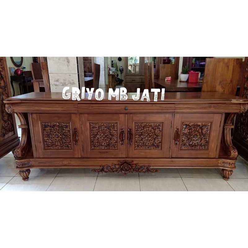 lemari bufet tv/meja tv jati ukiran jepara