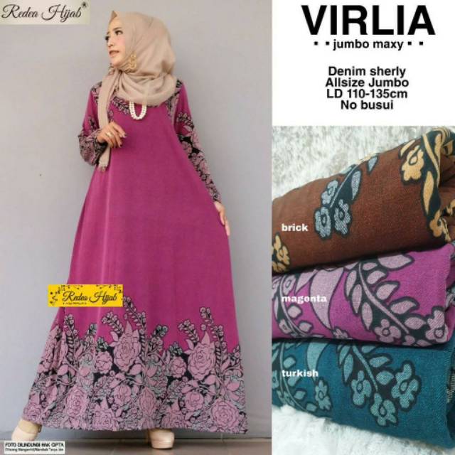 Baju gamis jumbo bahan calvin jeans adem tebal dan jatuh  