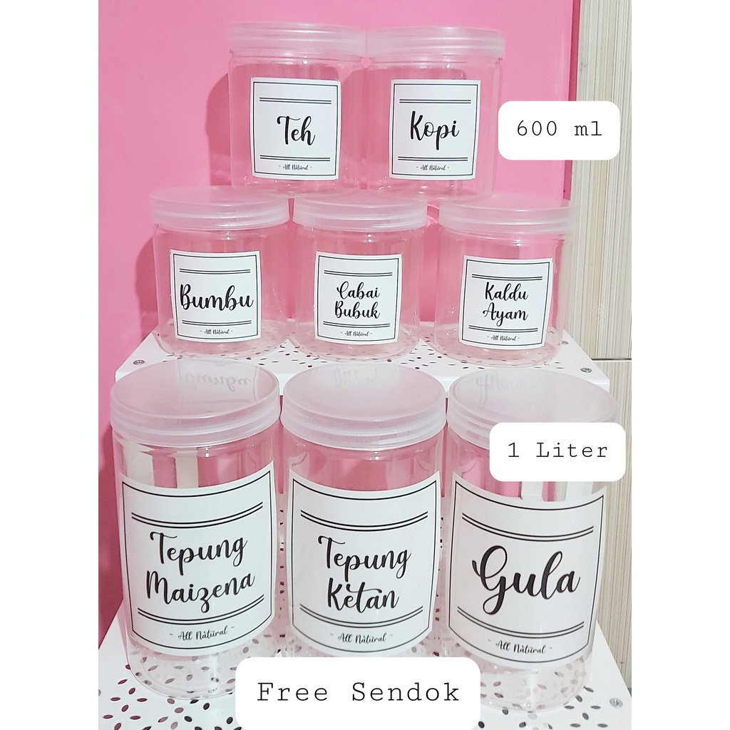 Toples Bumbu Free Label Stiker / Toples Teh Gula Kopi Free Label termurah / toples estetik / toples 
