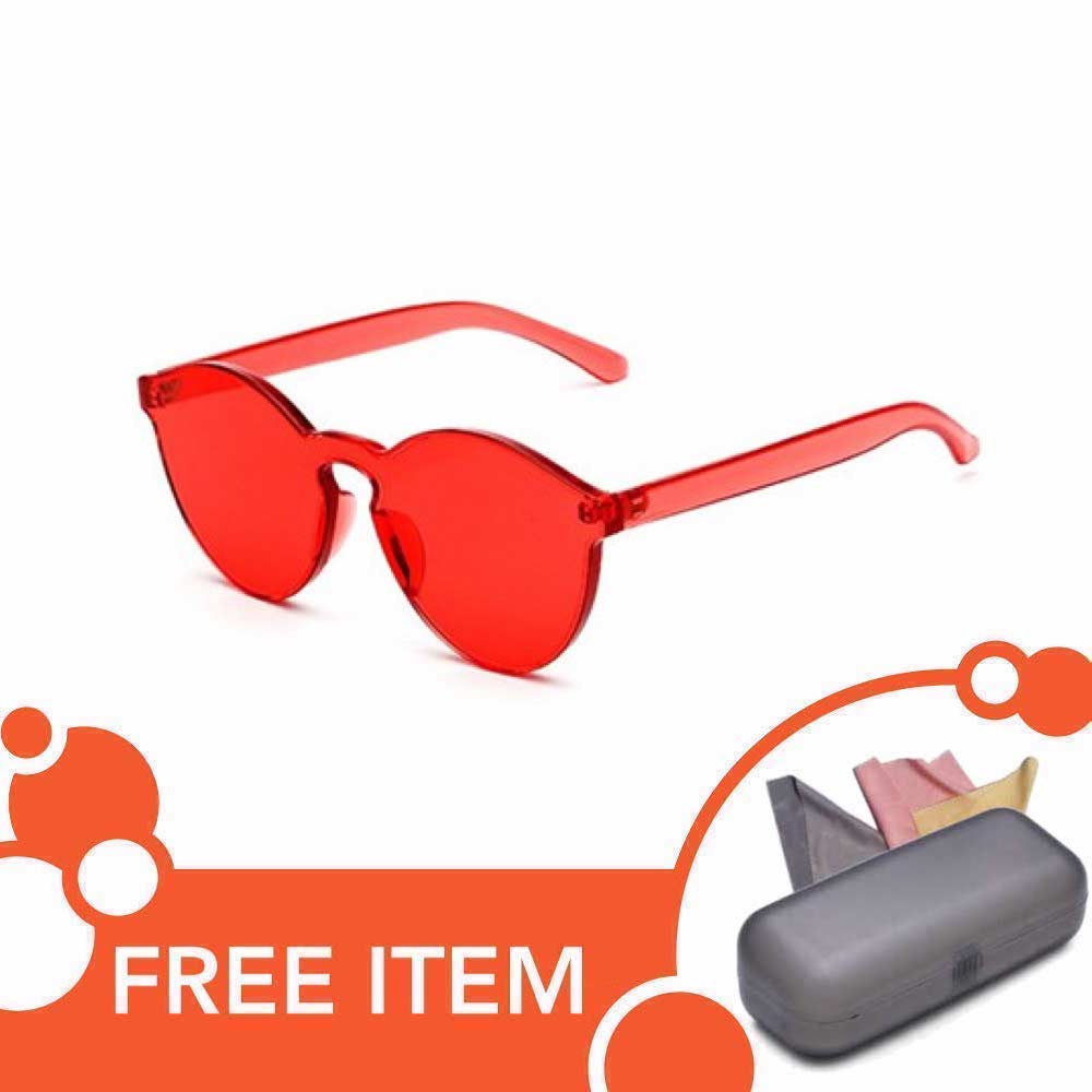 Anti UV Sunglasses Eye Cat [ Merah ] Kacamata Pria &amp; Wanita - ISL FREE BOX KACAMATA