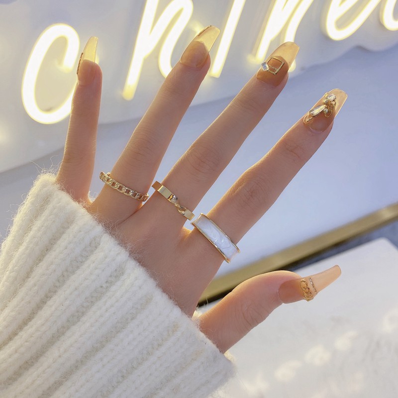 Cincin Fashion Korea Simple Joker Adjustable Finger Ring Untuk Wanita Hadiah Rings Set