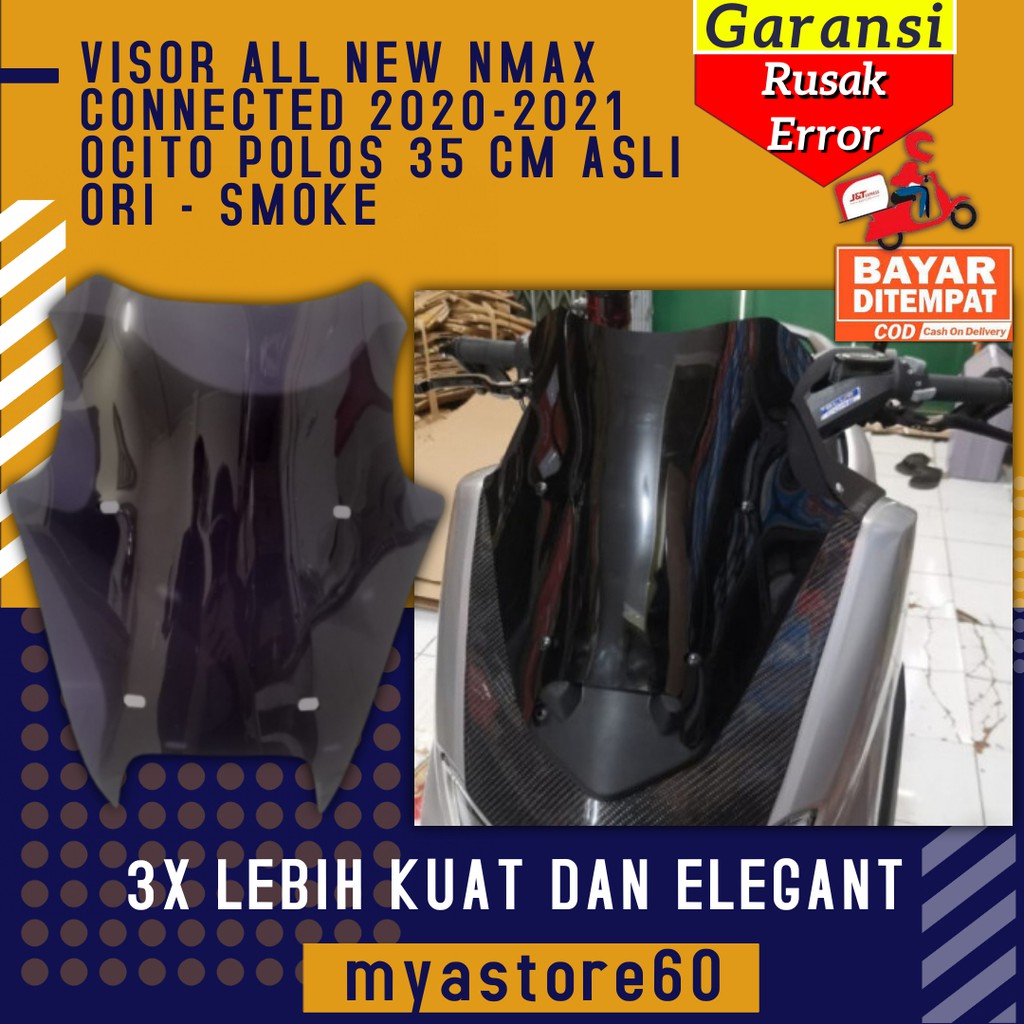 VISOR WINDSHIELD TAMENG ANGIN ALL NEW NMAX CONNECTED 2020 2021 OCITO POLOS 35 CM ASLI ORI SMOKE TOP