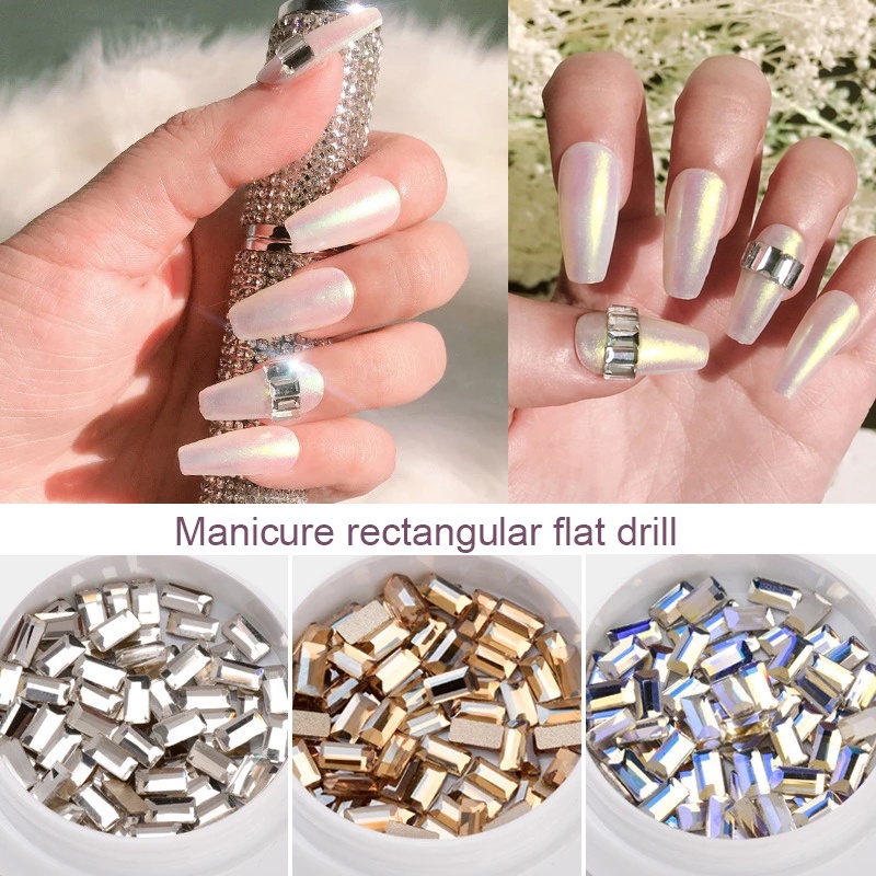 50pcs Kristal Berlian Imitasi 3D Bentuk T Untuk Nail Art