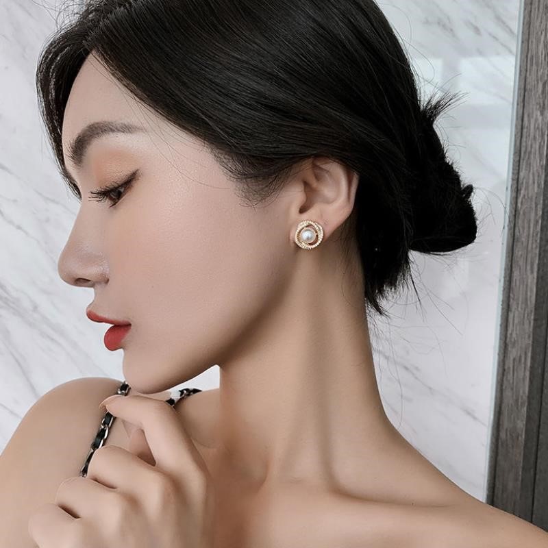 Anting Berlian Mutiara Gaya Korea Untuk Wanita