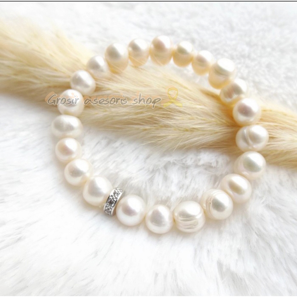 Gelang mutiara air tawar asli garansi  mutiara tawar asli / gelang mutiara /gelang