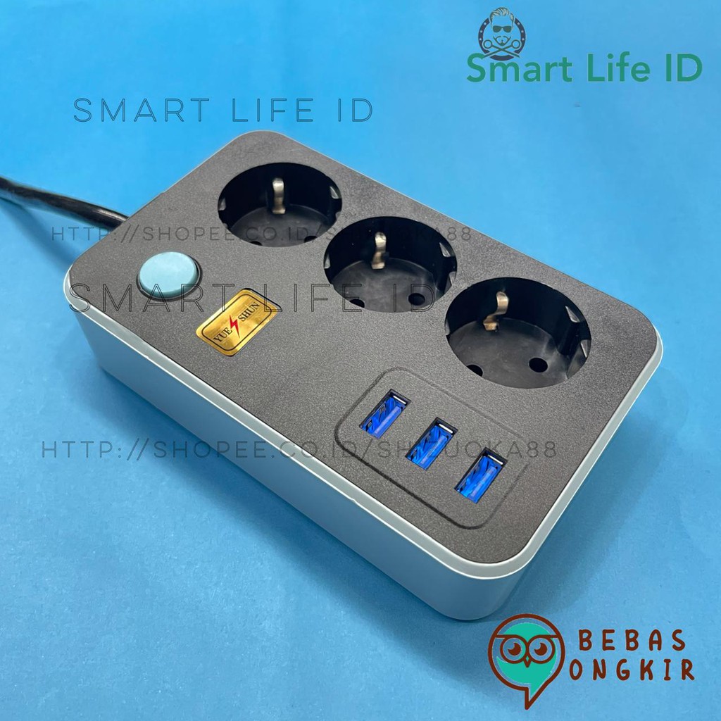 Stop Kontak Colokan Multiguna Multifungsi Kabel Power Socket High Quality Power Outlet 3 USB PORT YS