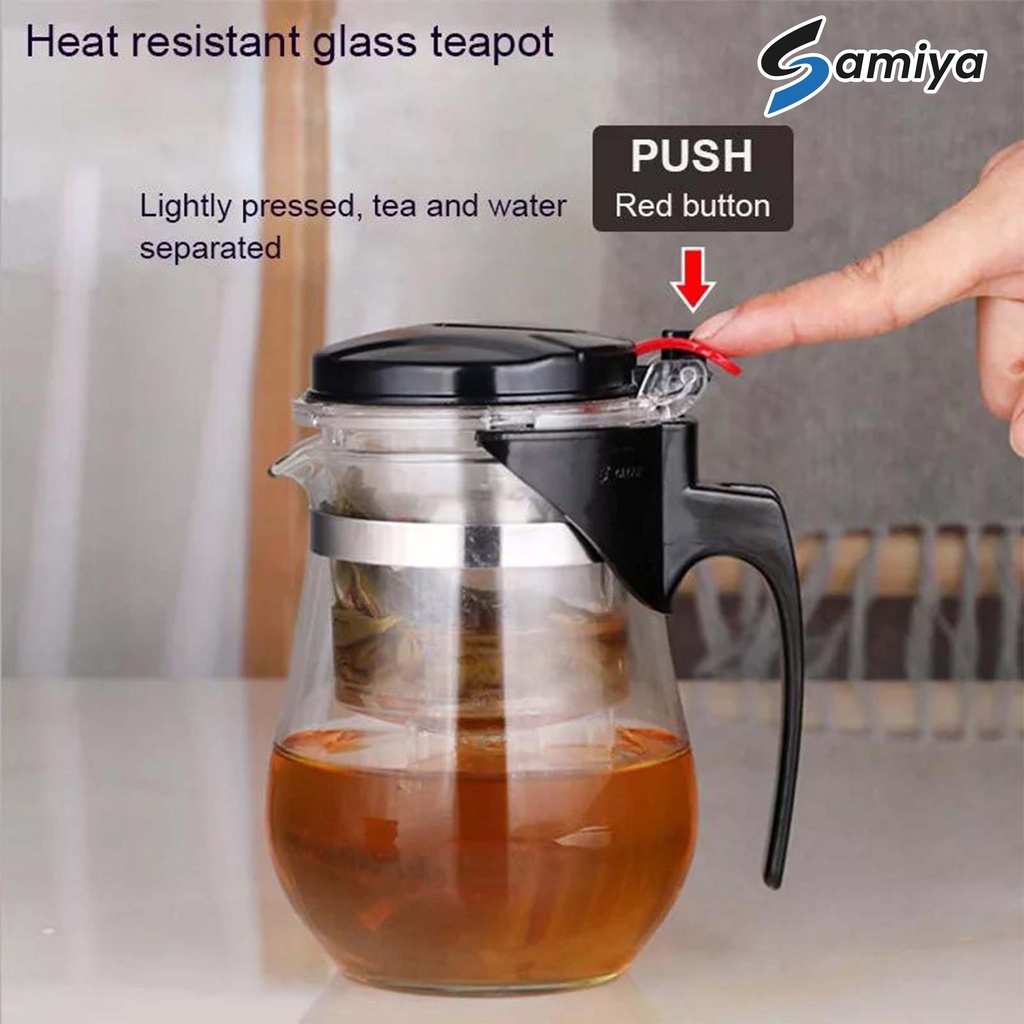 teapot glass infuser borosilicate heat resistant 500ml / teko teh kaca / tea maker saringan filter