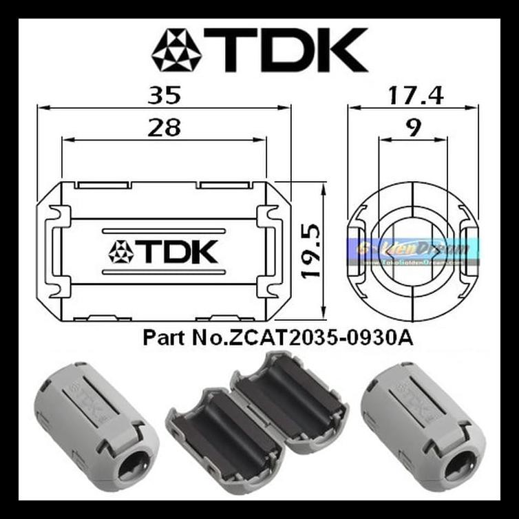 Magnet TDK Original Tipe ZCAT 2035 0930A Ferrite utk kabel busi coil injector delco audio diameter