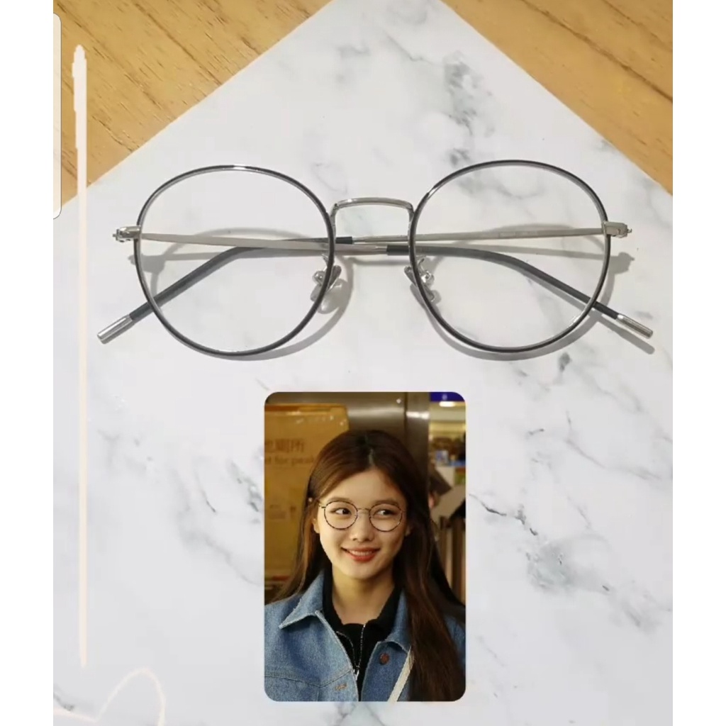 Kacamata Bulat Besar Korea Premium Thin Frame Kacamata Fashion Wanita Laki-laki