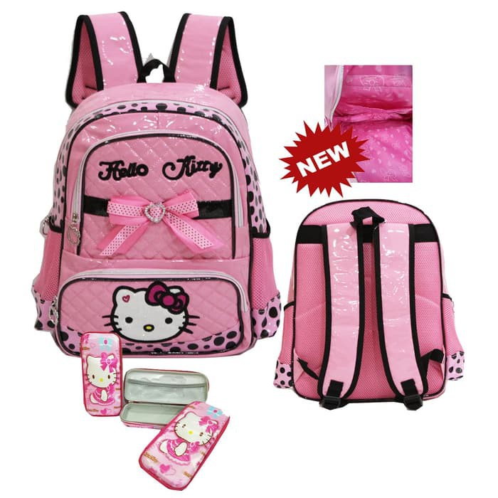 "Tas Anak Ransel SD Hello Kitty Pita Cantik Import   Kotak Pensil"