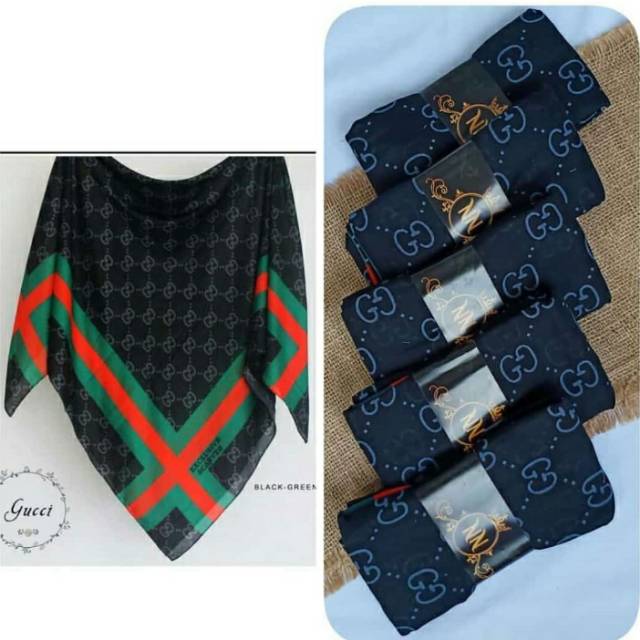 Hijab segiempat motif gucci