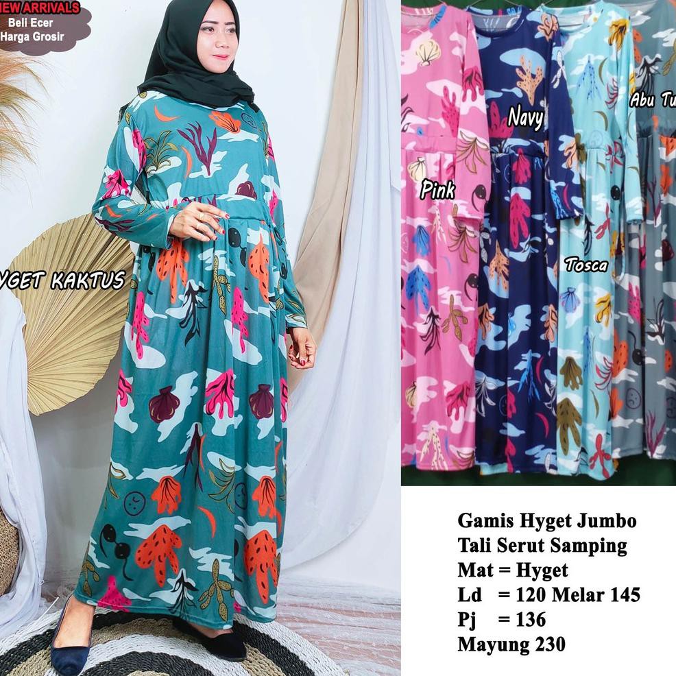 (SP M 16F6Av) Gamis Super Jumbo Hyget Serut Samping Murah /Gamis Hyget Tebal/Gamis Jumbo $