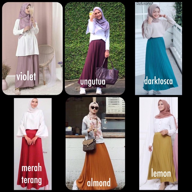 ROK PLISKET 256.B MURAH PREMIUM HYGET POLOS FLARE SKIRT REMPEL MUSLIM MAYUNG PANJANG MODELLANO FREXA-4