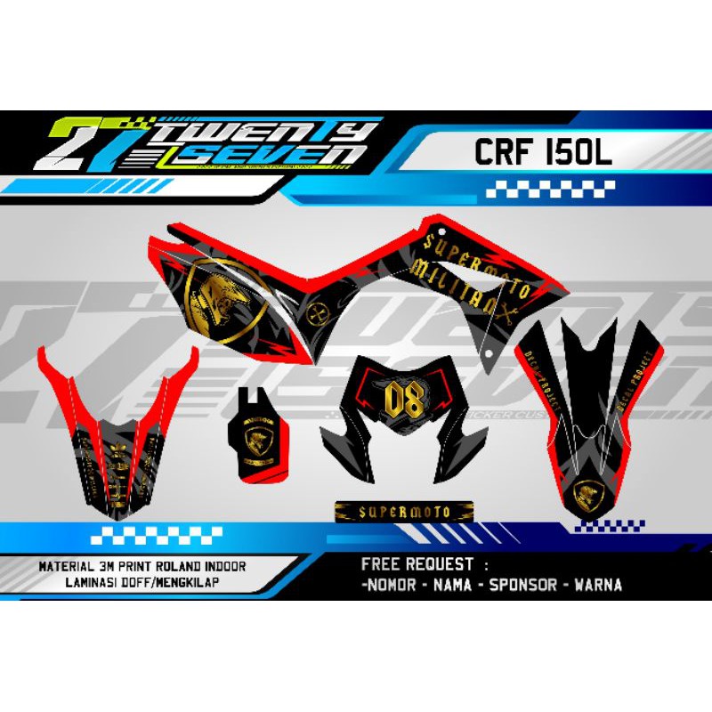 Decal crf 150L supermoto militan merah