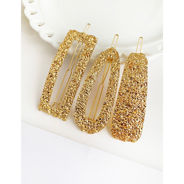 LRC Jepit Rambut Fashion Gold Alloy Geometry Hair Clip Three-piece F78832