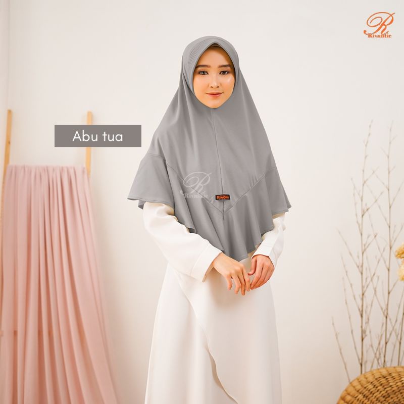 PROMO Kerudung Rivantie claudia M / kerudung instan / Jersey creb-ABU TUA