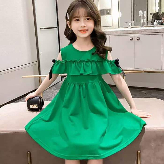 Dress Anak Perempuan Ribbon Cut Of Shoulder