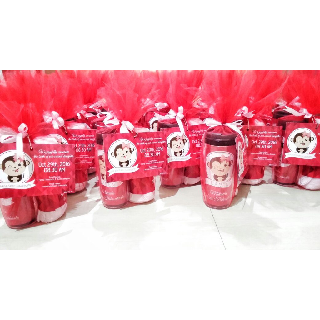 souvenir bayi 1 bulanan/hampers/handuk dan tumbler