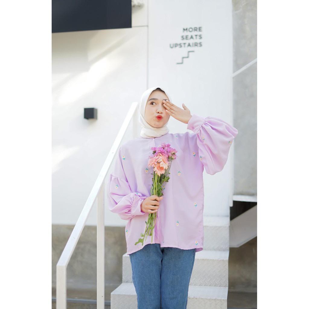 1KG MUAT 5PCS | JAVIA BLOUSE BORDIR FLOWER HITS SELEBGRAM ATASAN MURAH FASHION OOTD