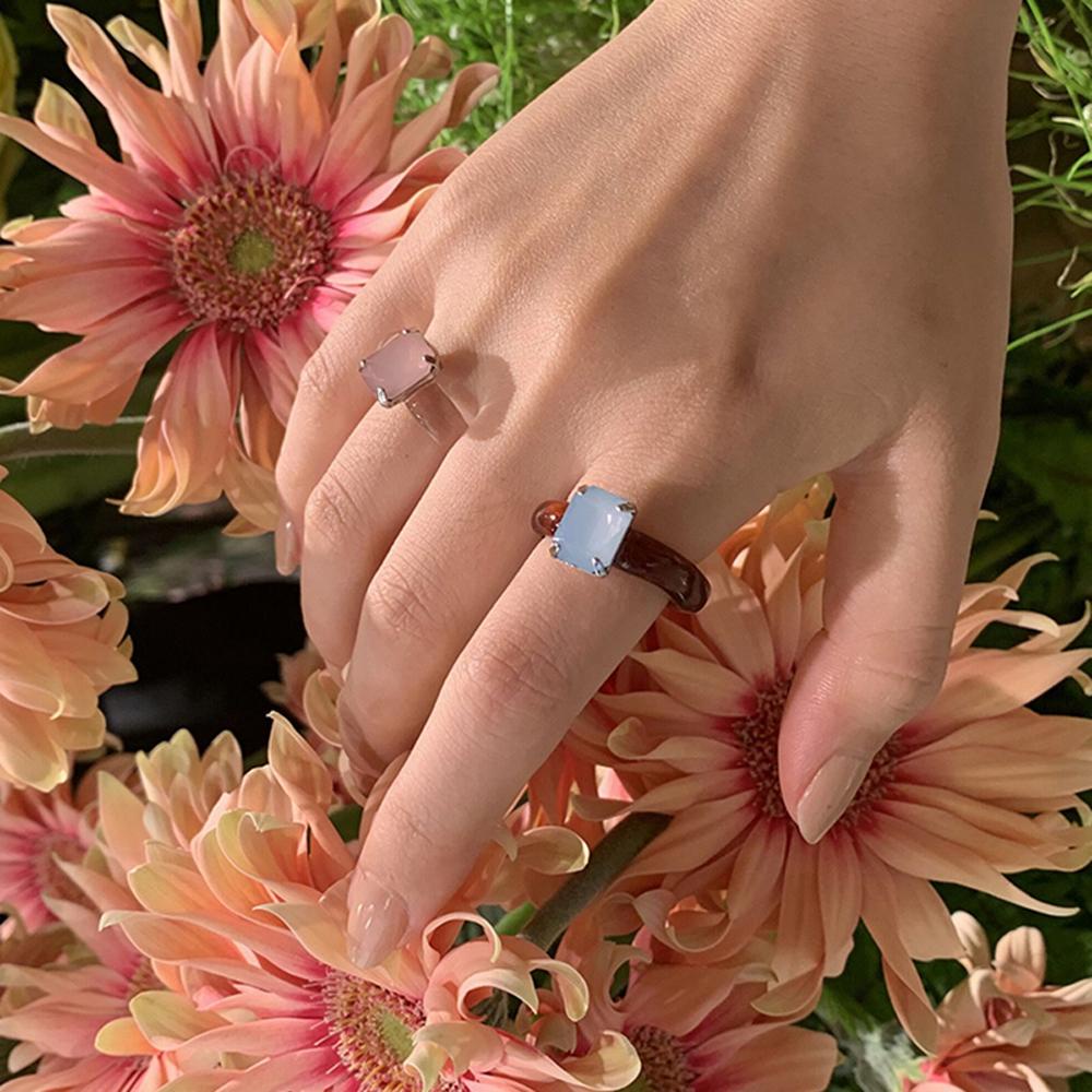 Agustinina Cincin Jari Trendi Fashion Perhiasan Wanita Gadis Tidak Teratur Akrilik Geometris