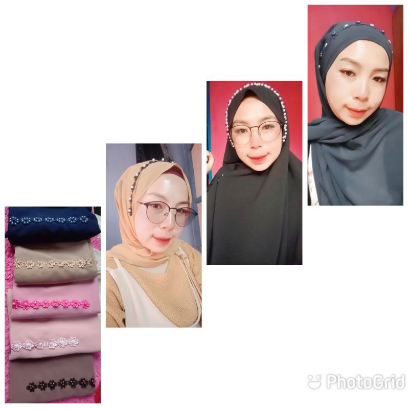 Pasmina bondu renda mutiara