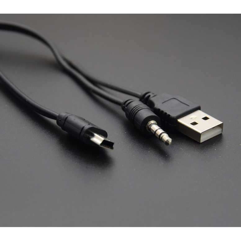 Kabel Mini USB ke USB + AUX 3.5mm Audio Cable USB Komponen Berkualitas Multifungsi Kabel Daya Durabilitas