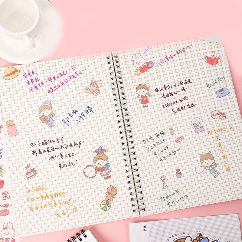 Mohamm 4pcs Stiker Qing He Zi Original Diy Untuk Dekorasi Scrapbook/Sekolah-3