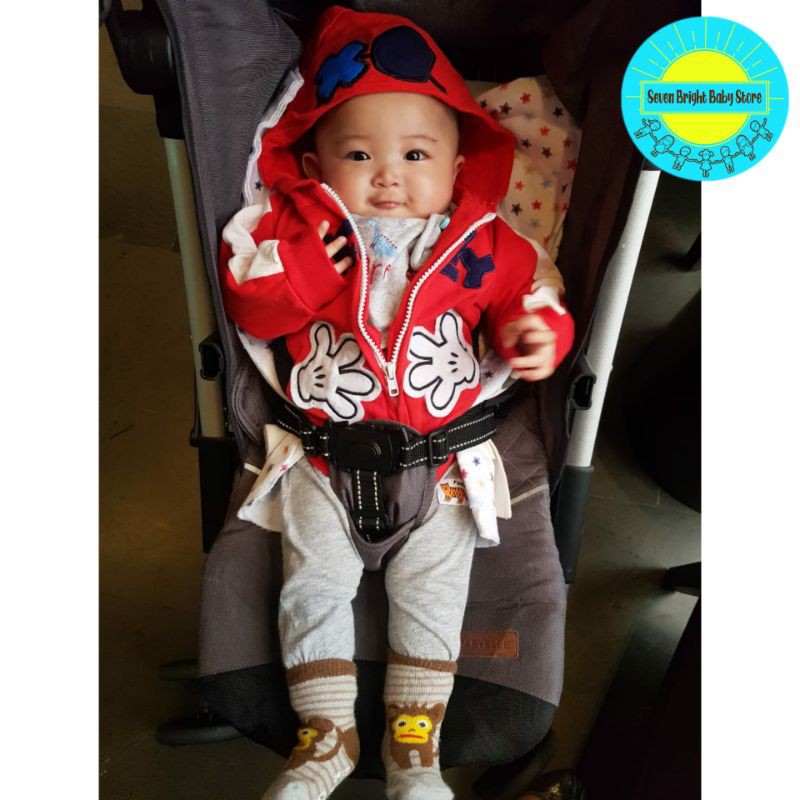 [ Seven Bright Baby] Jaket Bayi Newborn Hoddie Red Navy 6 bulan s/d 1 Tahun-1