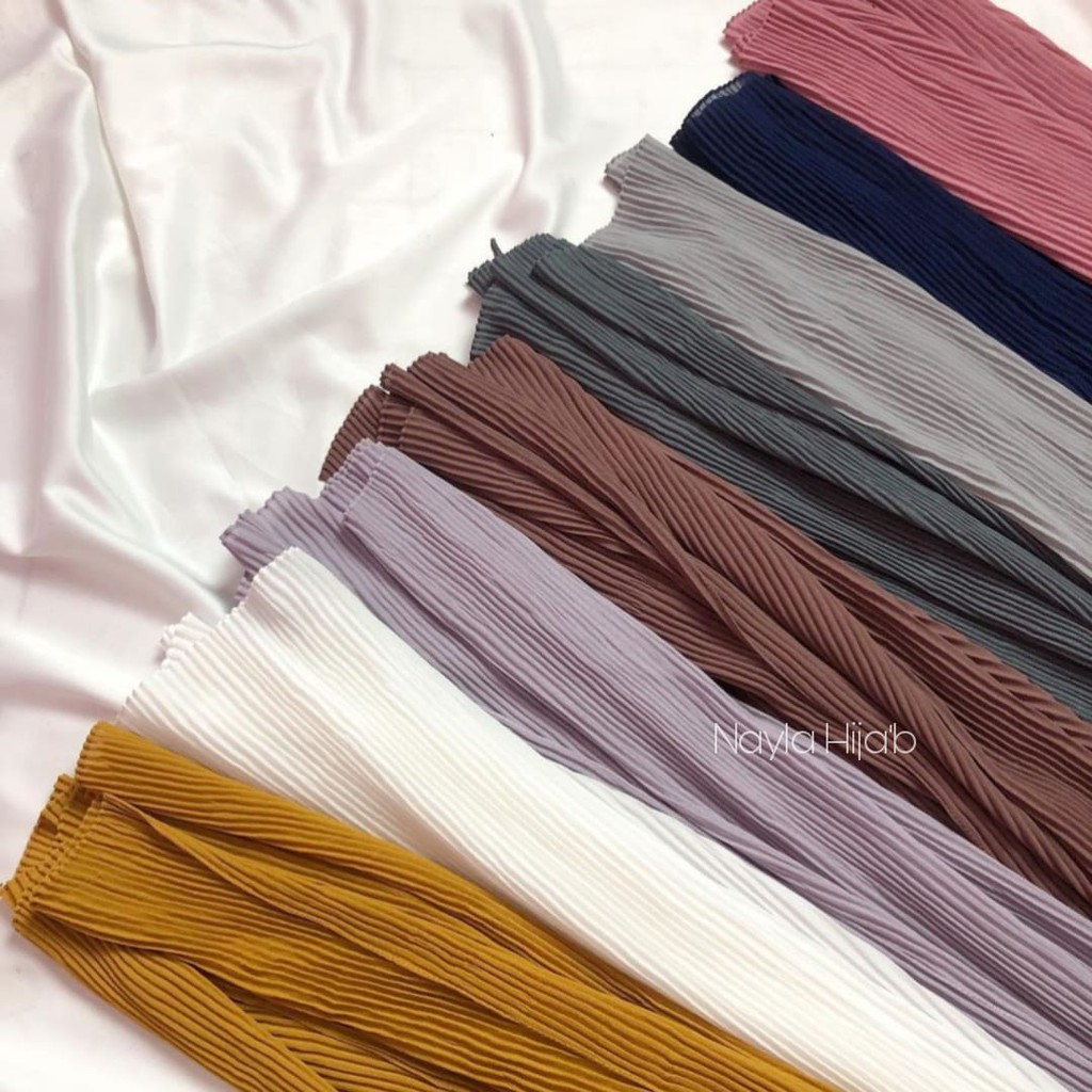 Pashmina Full Plisket Lidi Ceruty BabyDoll Hijab Pashmina Plisket Kerudung Plisket Termurah Nayla Hija'b