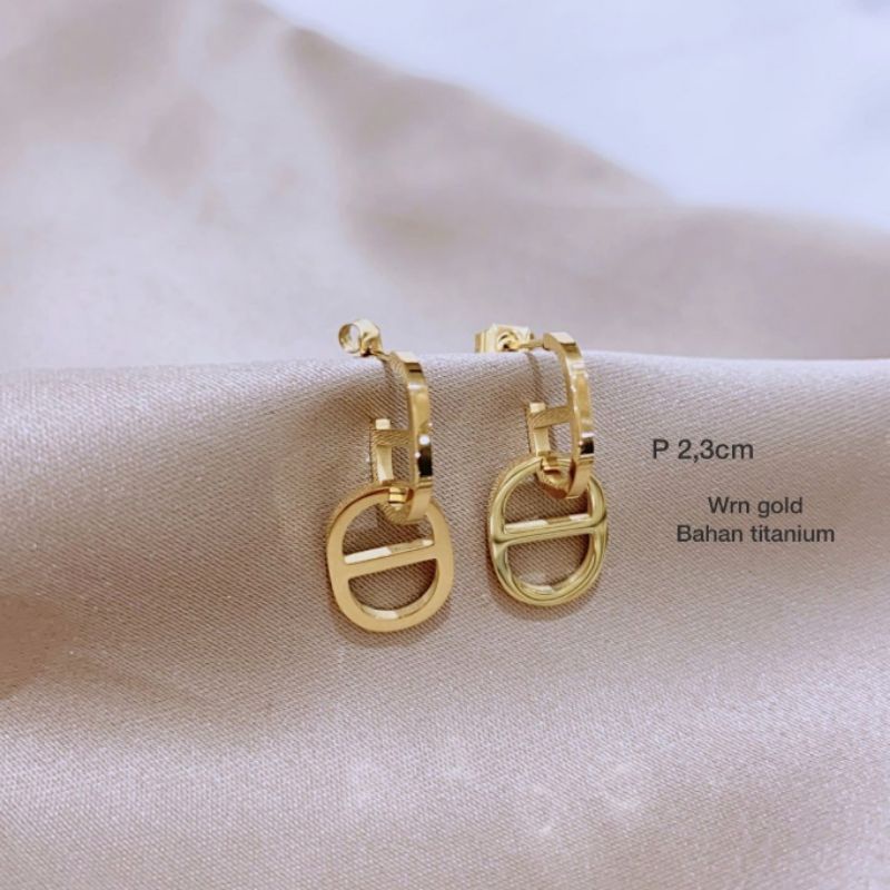 Restok Anting Titanium stainless steel asli gold  earring premium Quality Anti karat anti alergi att049