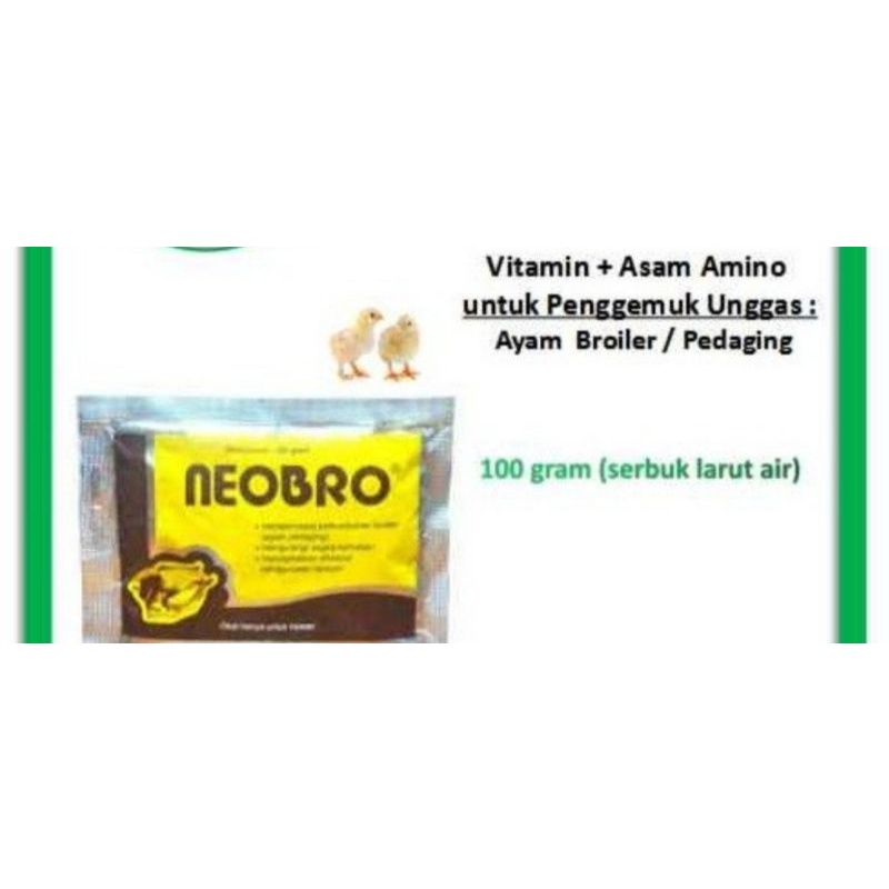 NEOBRO 100 GRAM obat vitamin peng gemuk nafsu makan ayam burung bebek hamster ikan persingkat masa panen medion ori