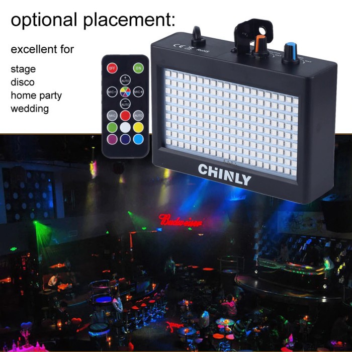 CHINLY LED Lampu LED Disco Disko Kedip Panggung Bar Strobe Flash Light