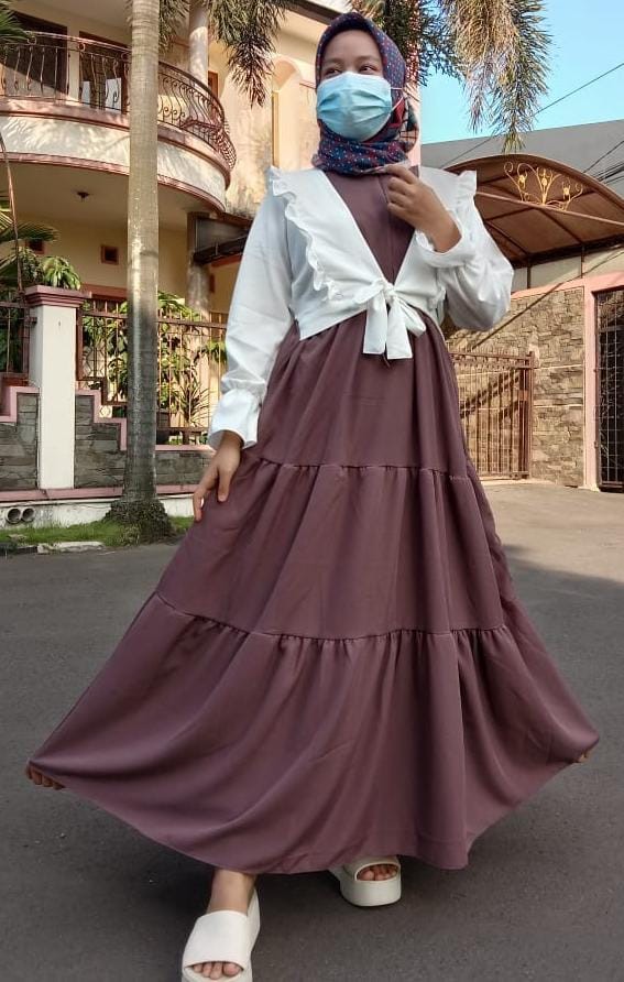 Batik Couple Keluarga Sania Ruffle Ori Ndoro Jowi Dnt Cirebonan