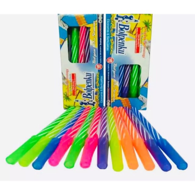 

12pcs PENA STRIP/PULPEN SPIRAL MURAH/BOLPENKU/BOLPOIN SPIRAL