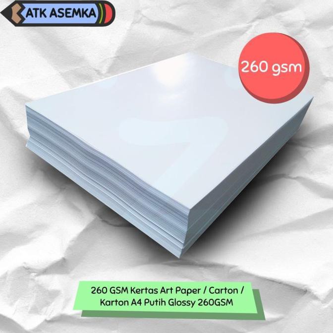 260 GSM Kertas Art Paper / Carton / Karton A4 Putih Glossy 260GSM