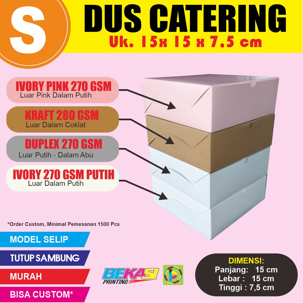 DNS Dus Kemasan Nasi Katering Kotak Box Catering Foodgrade Eco Pack Polos Tutup Sambung 15x15 cm