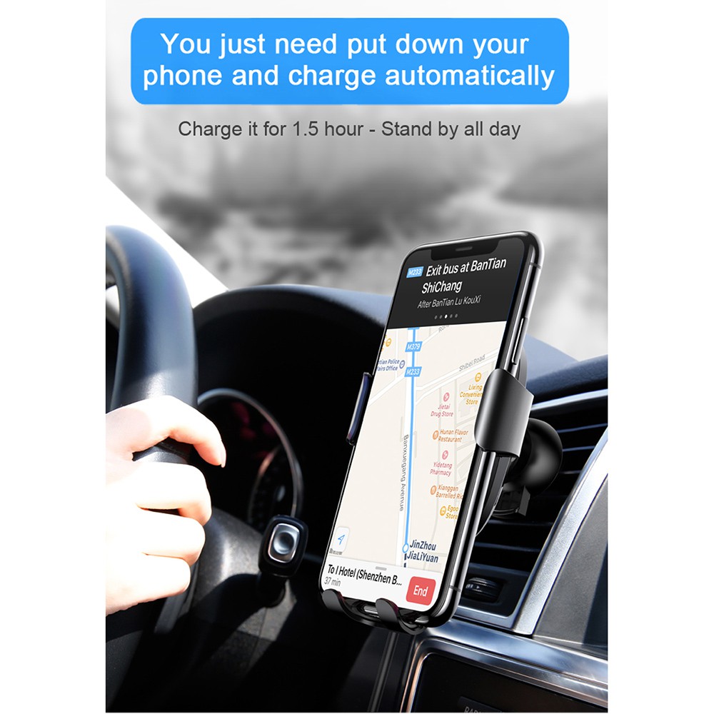 Baseus Car Holder Qi Wireless Charger - Black
