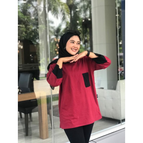 ALDIRA Kaos polos oversize wanita Kekinian /Style kaos oversize wanita hijab