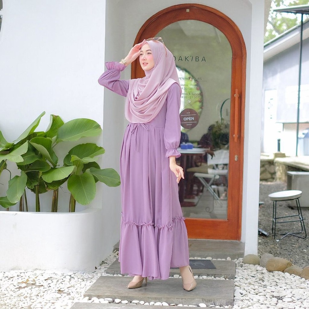 Azura Dress Gamis Muslim Polos Fashion Wanita Terlaris