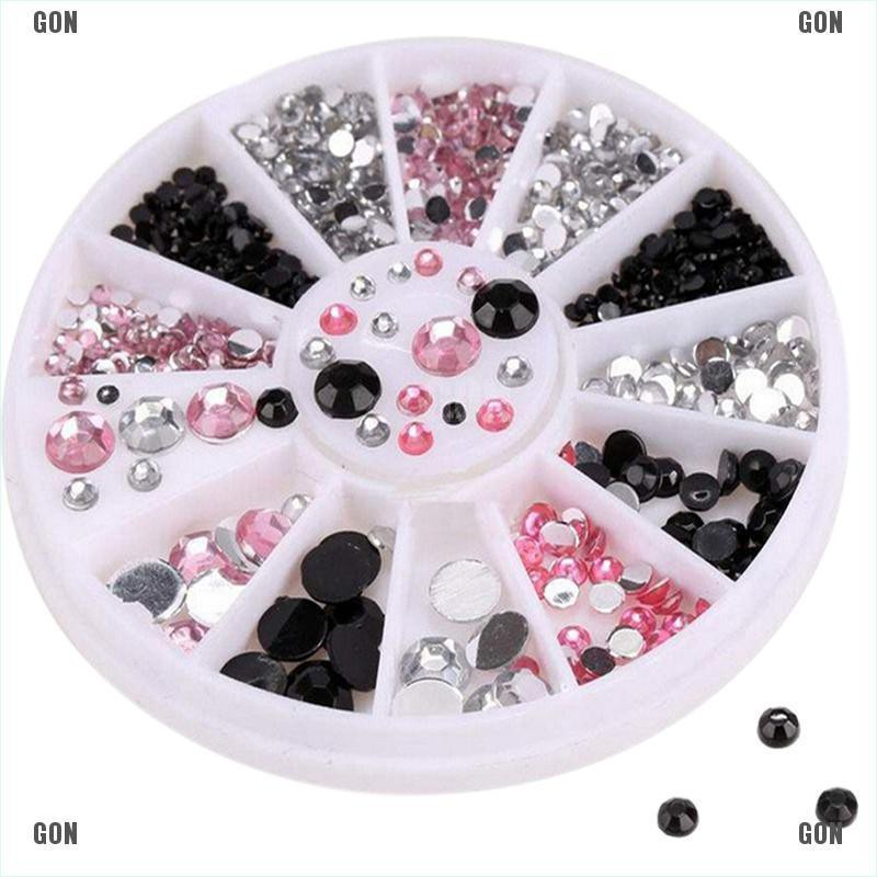 gongjing1 3D Nail Art Tips gems 3 COLORS Crystal Glitter Rhinestone DIY Decoration + Wheel id