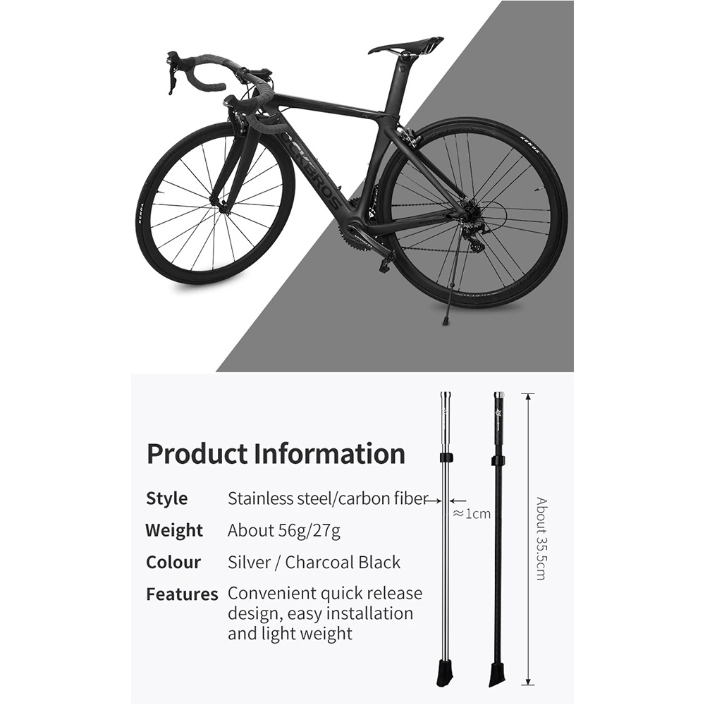 Rockbros Standar Parkir Samping Sepeda Bicycle Side Kickstand Carbon Fiber - JC1009 - Black