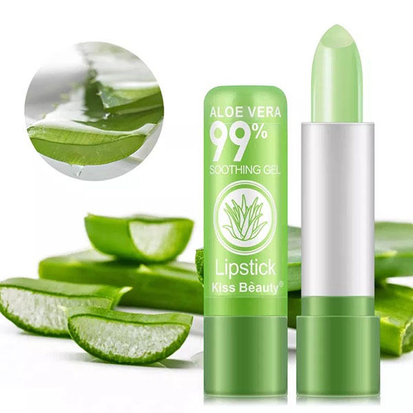 Kiss Beauty Lip Balm Aloevera / Pelembab Bibir Aloe Vera Natural Refresh &amp; Moisture Dapat Berubah Warna Sesuai Temperatur / TV-73